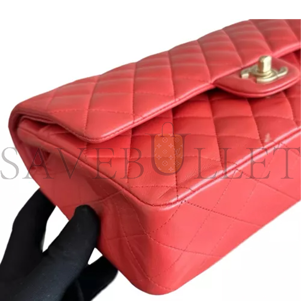 Ch*el medium quilted red lambskin  classic double flap bag (25*15*6cm)